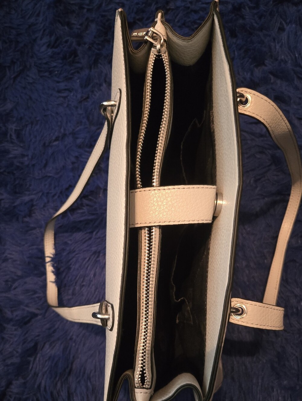 Anne Klein Leather Tote Shoulder Bag in Light Greyblue